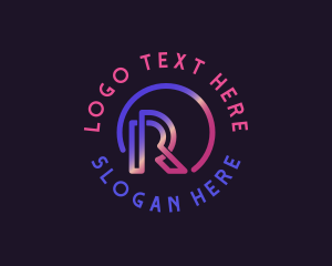 Modern Digital Technology Letter R logo design