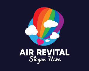 Rainbow Hot Air Balloon logo design