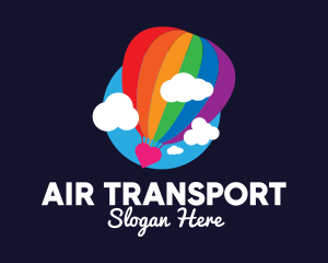 Rainbow Hot Air Balloon logo design