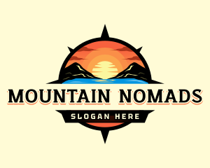 Compass Mountain Sunset logo design