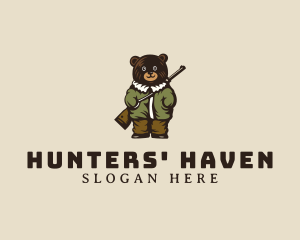 Bear Hunter Rifle Gun logo design