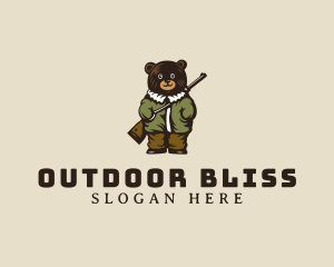 Bear Hunter Rifle Gun logo design