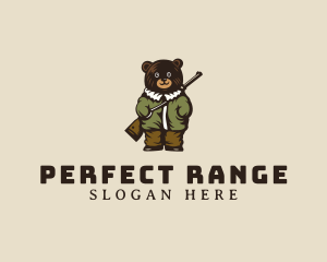 Bear Hunter Rifle Gun logo design