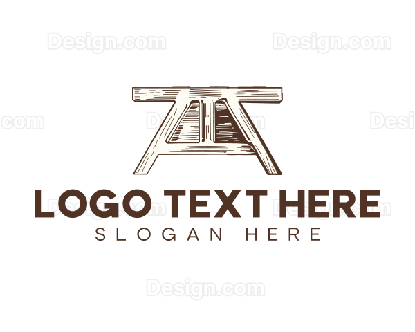 Wooden Park Bench Table Logo