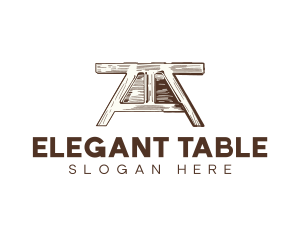 Wooden Park Bench Table logo design