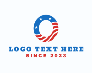 American Flag Letter O logo design