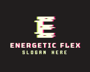 Anaglyph Glitch Letter E logo design