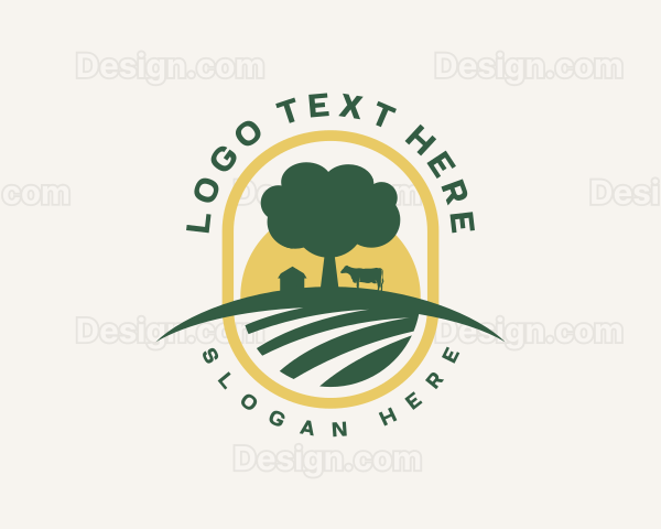 Barn Cow Tree Logo