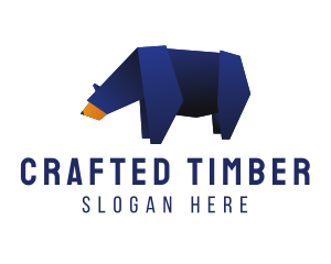 Wild Blue Bear Origami  logo design