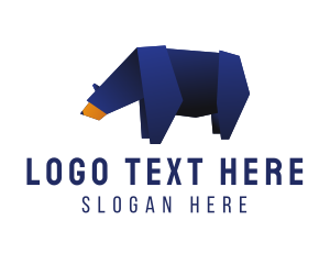 Wild Blue Bear Origami  logo design