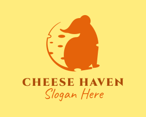 Cheese Mouse Silhouette logo design