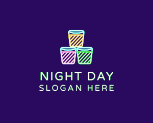 Neon Shot Glass Nightclub logo design