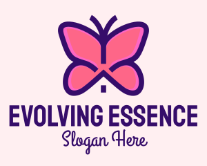 Pink Butterfly House logo design