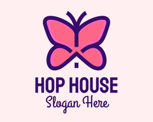 Pink Butterfly House logo design