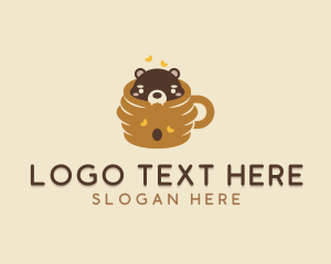 Cute Honeycomb Bear logo design