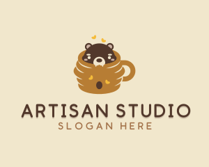 Cute Honeycomb Bear logo design