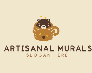 Cute Honeycomb Bear logo design