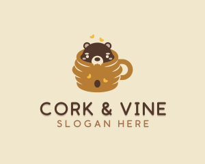 Cute Honeycomb Bear logo design