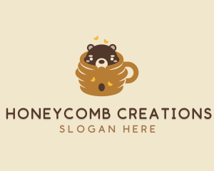 Cute Honeycomb Bear logo design