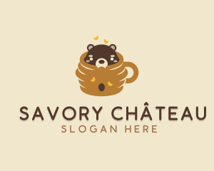 Cute Honeycomb Bear logo design