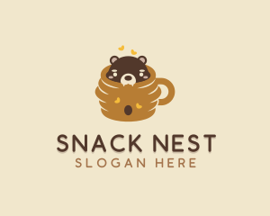 Cute Honeycomb Bear logo design