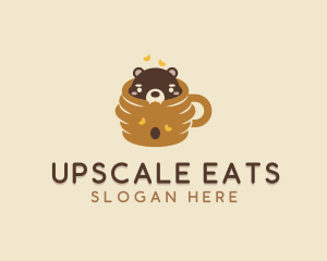 Cute Honeycomb Bear logo design