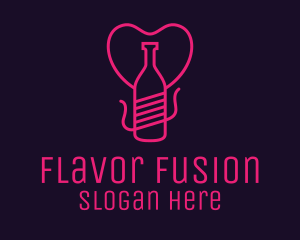 Pink Heart Bottle Liquor logo design