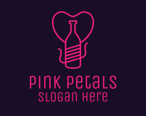 Pink Heart Bottle Liquor logo design