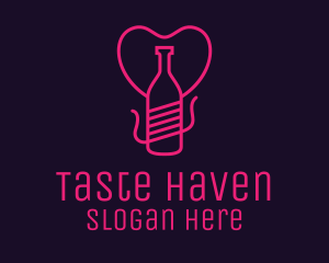 Pink Heart Bottle Liquor logo design