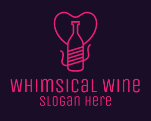 Pink Heart Bottle Liquor logo design