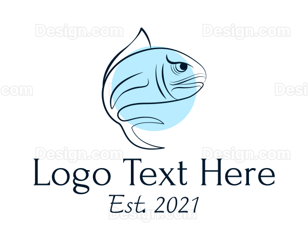 Blue Fish Line Art Logo