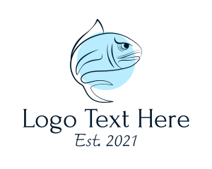 Blue Fish Line Art logo