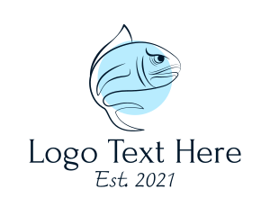 Blue Fish Line Art logo design