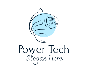 Blue Fish Line Art Logo