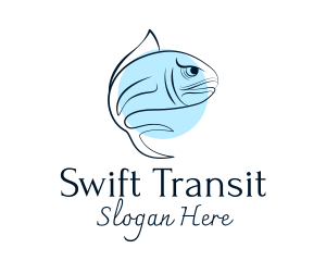 Blue Fish Line Art Logo