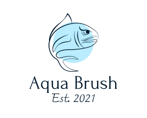 Blue Fish Line Art logo design