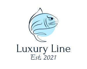 Blue Fish Line Art logo design