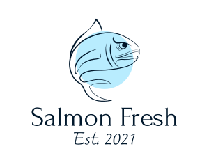 Blue Fish Line Art logo design