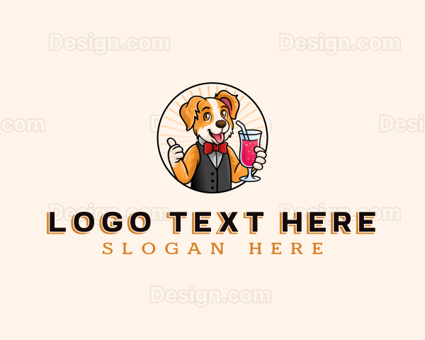 Dog Drink Waiter Logo