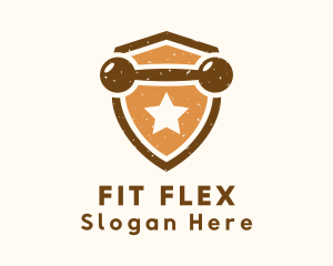 Dumbbell Star Shield logo design