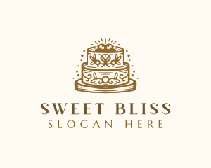 Floral Wedding Cake logo design