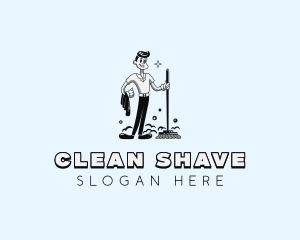 Wash Mop Cleaning Janitorial logo design