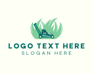 Lawn Mower Grass Landscaping logo design