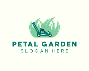 Lawn Mower Grass Landscaping logo design