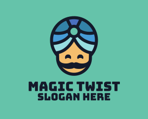 Magic Turban Mustach Man logo design