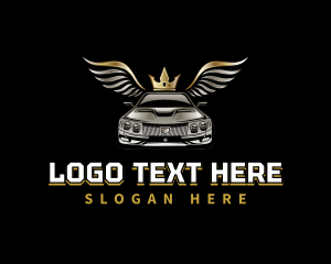 Wings Crown Car Automotive logo design