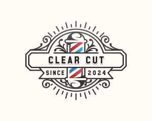 Barbershop Pole Haircut logo design