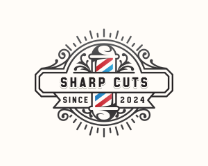 Barbershop Pole Haircut logo