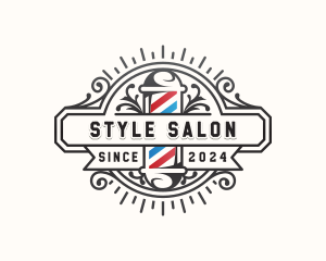 Barbershop Pole Haircut logo design