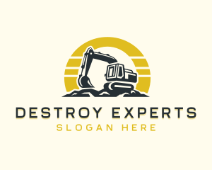 Excavator Mining Heavy Equipment logo design